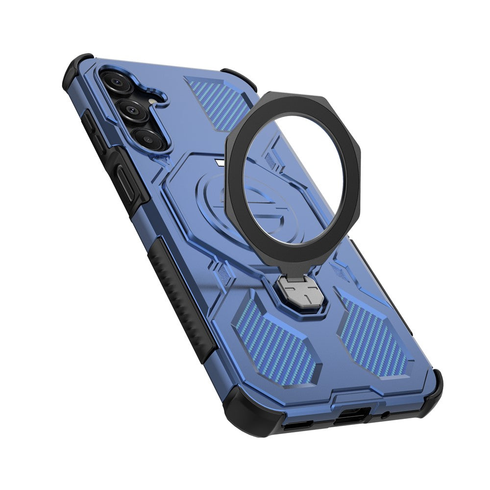 For Samsung Galaxy A16 5G Magnetic Case Rotating Metal Kickstand Shockproof PC + TPU Phone Back Cover