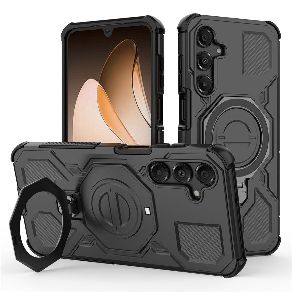 For Samsung Galaxy A16 5G Magnetic Case Rotating Metal Kickstand Shockproof PC + TPU Phone Back Cover