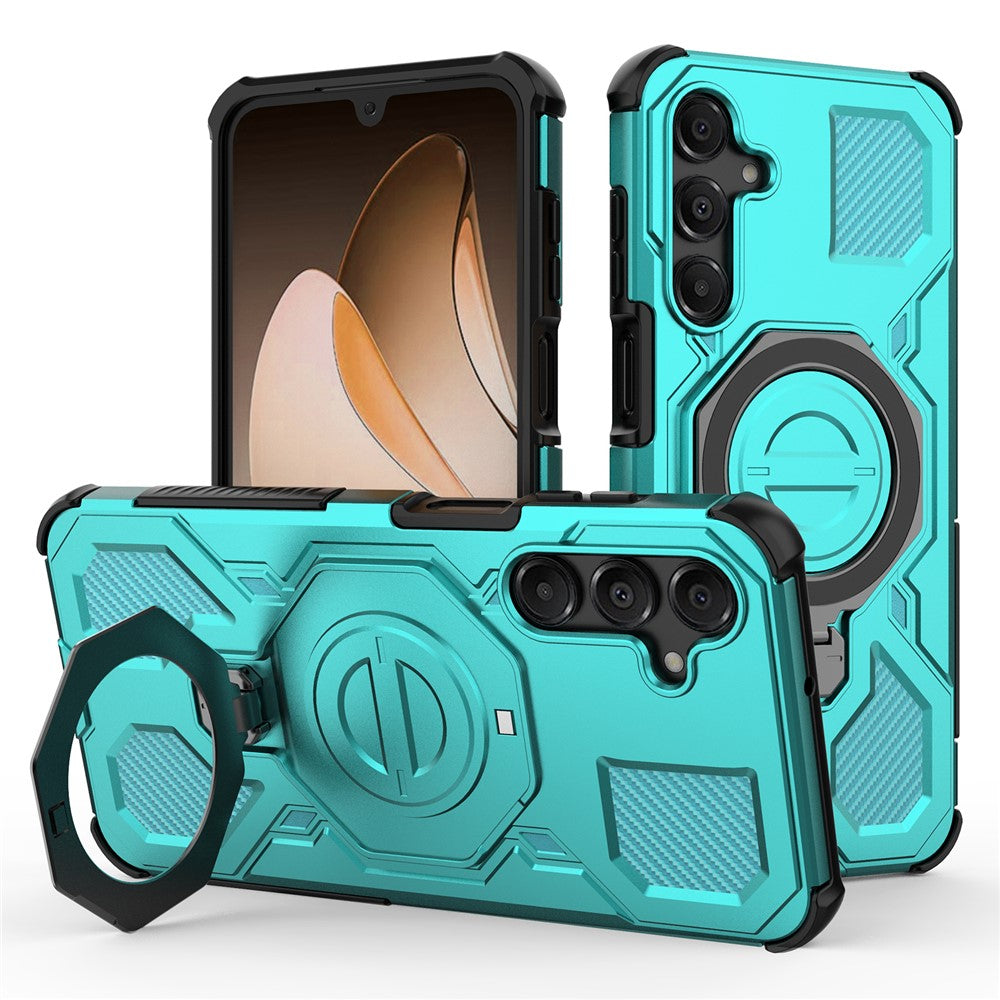 For Samsung Galaxy A16 5G Magnetic Case Rotating Metal Kickstand Shockproof PC + TPU Phone Back Cover