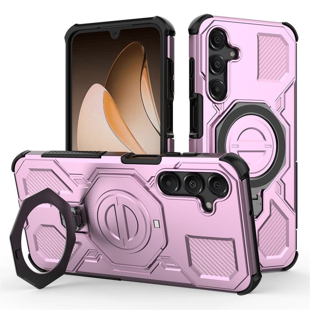 For Samsung Galaxy A16 5G Magnetic Case Rotating Metal Kickstand Shockproof PC + TPU Phone Back Cover