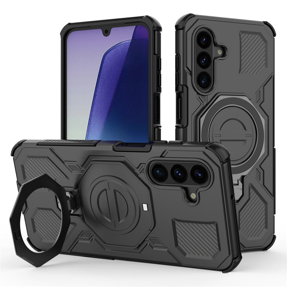 For Samsung Galaxy A17 5G / 4G Magnetic Case Rotating Metal Kickstand Shockproof PC + TPU Phone Back Cover