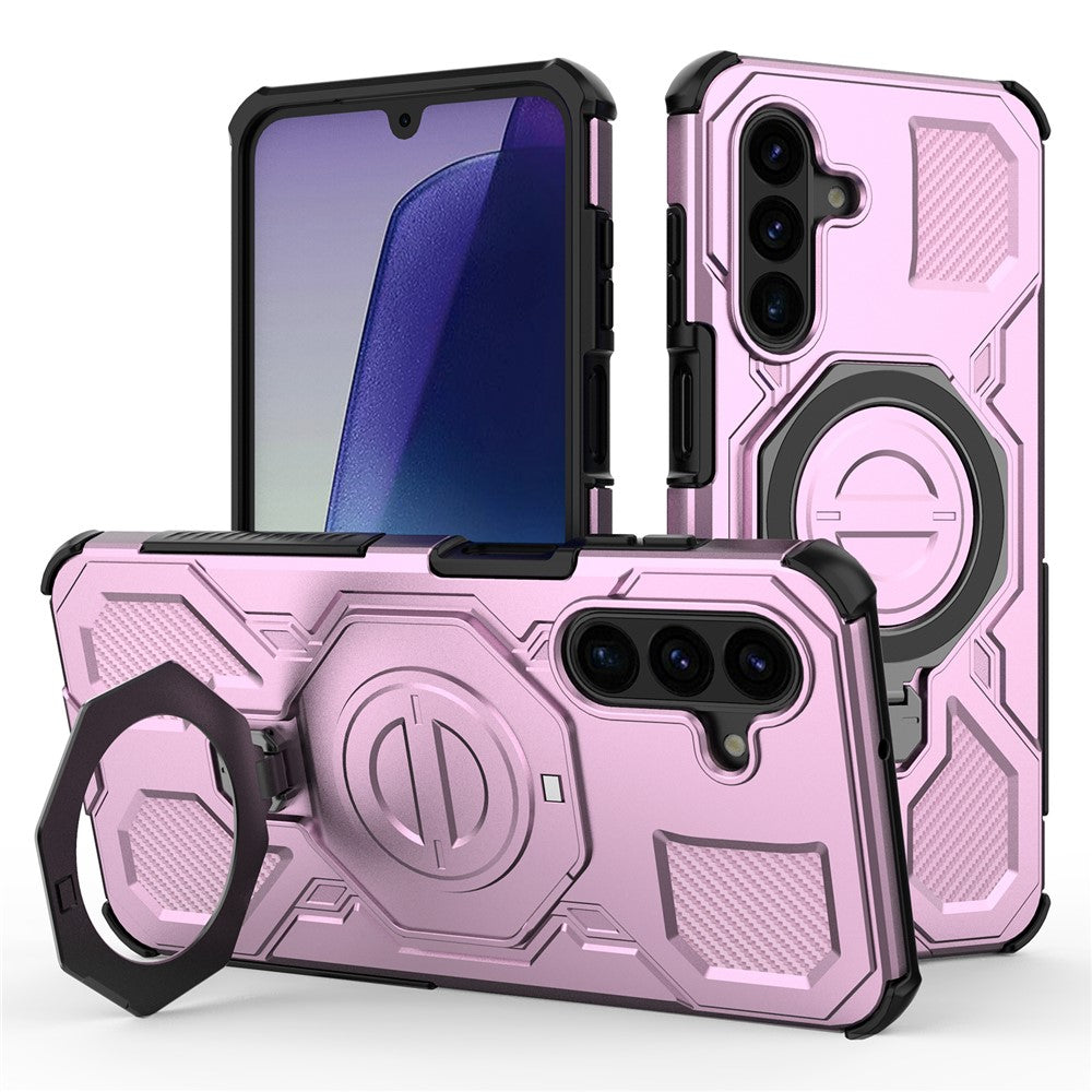 For Samsung Galaxy A17 5G / 4G Magnetic Case Rotating Metal Kickstand Shockproof PC + TPU Phone Back Cover