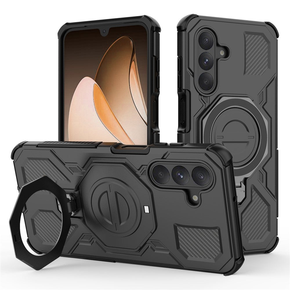 For Samsung Galaxy A26 5G Magnetic Case Rotating Metal Kickstand Shockproof PC + TPU Phone Back Cover