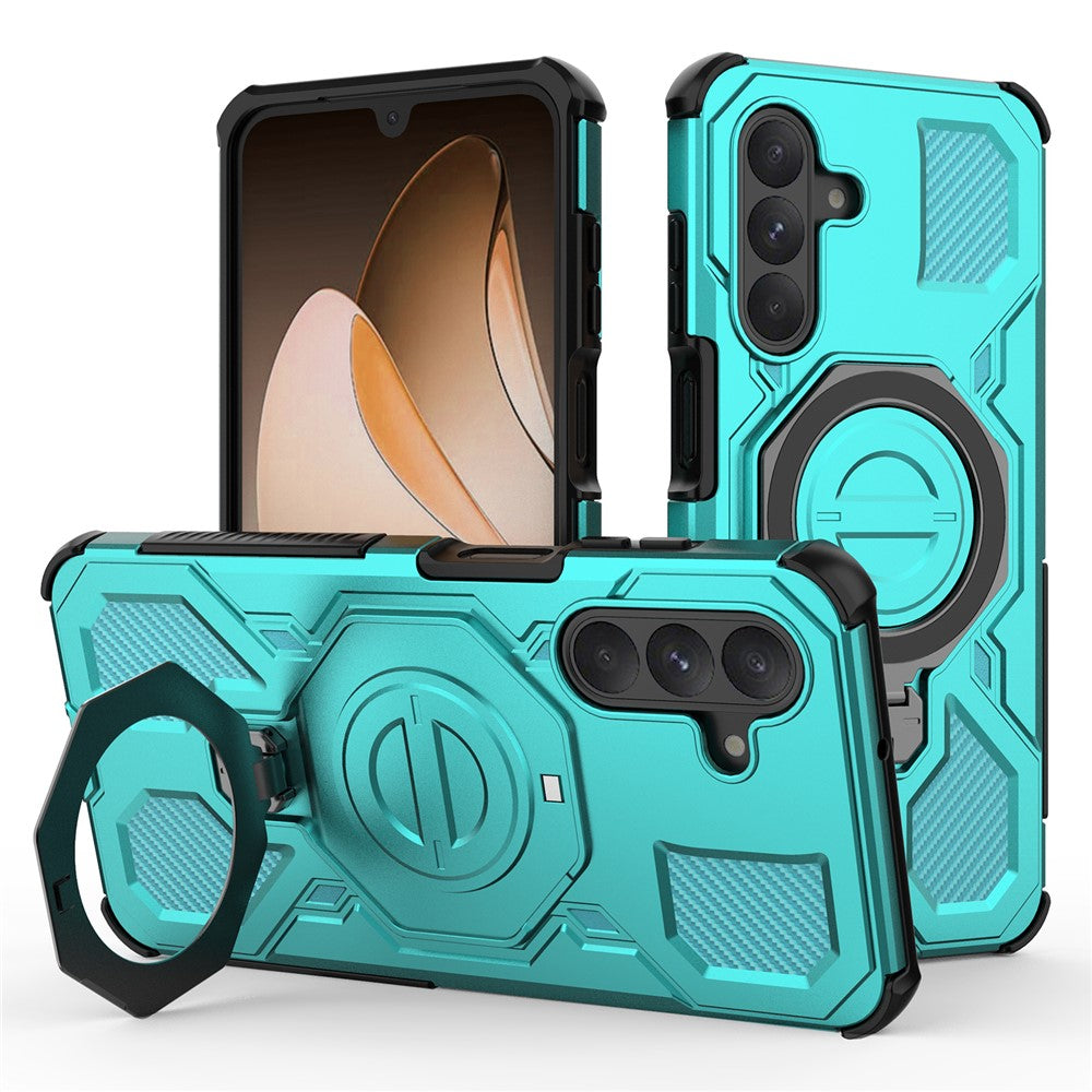 For Samsung Galaxy A26 5G Magnetic Case Rotating Metal Kickstand Shockproof PC + TPU Phone Back Cover