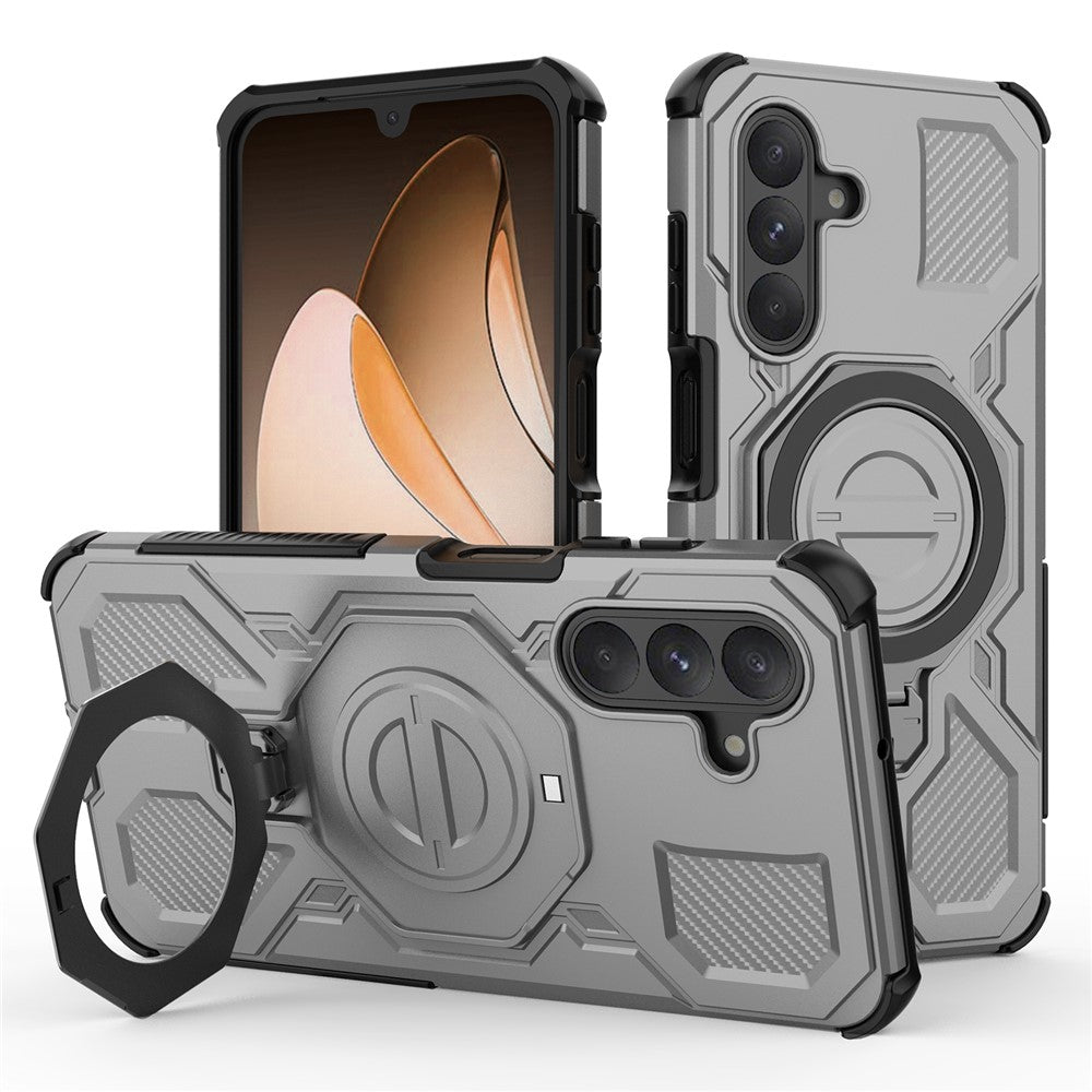 For Samsung Galaxy A26 5G Magnetic Case Rotating Metal Kickstand Shockproof PC + TPU Phone Back Cover