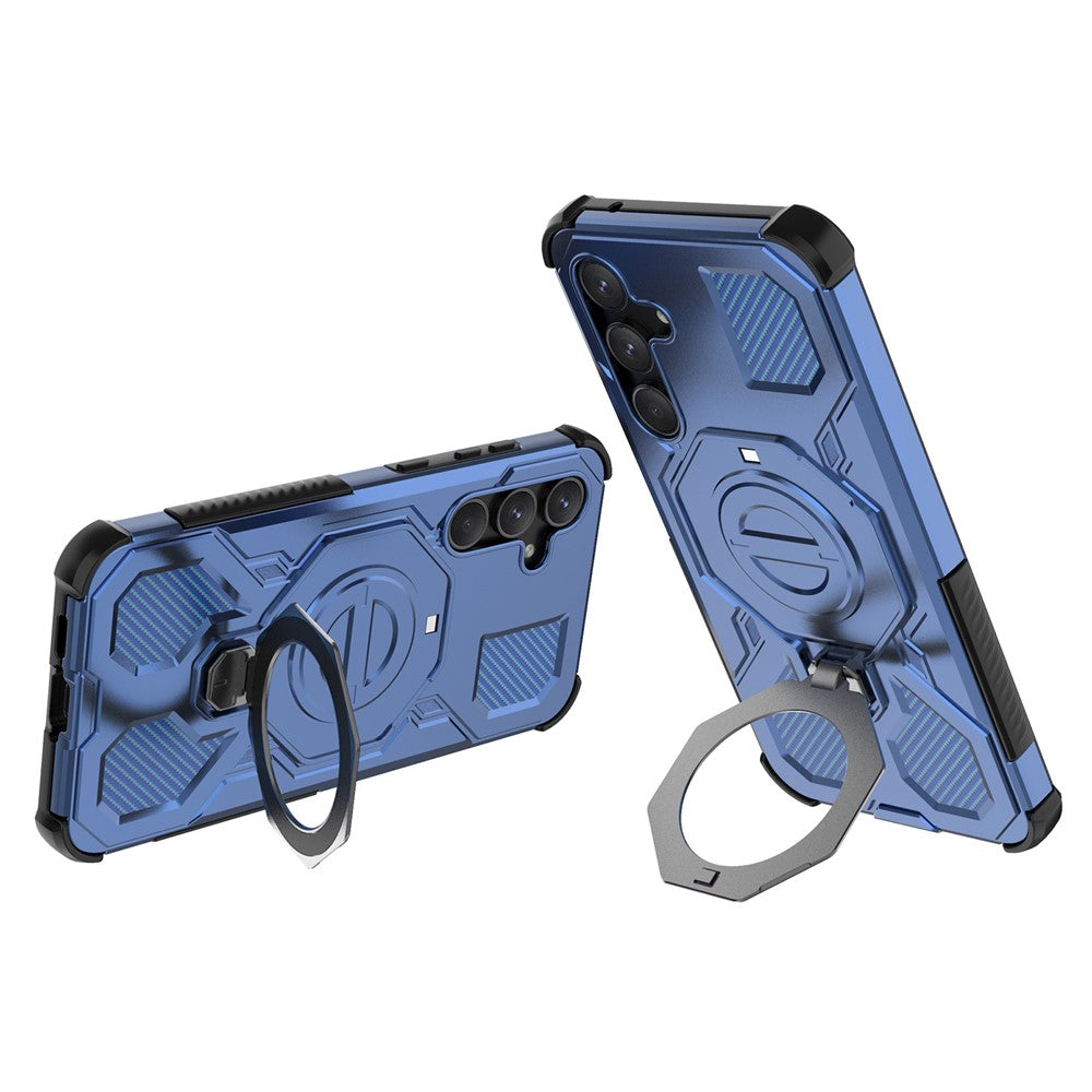 For Samsung Galaxy A55 5G Magnetic Case Rotating Metal Kickstand Shockproof PC + TPU Phone Back Cover