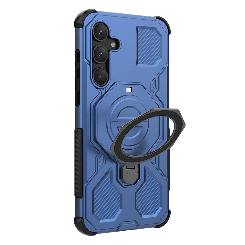 For Samsung Galaxy A55 5G Magnetic Case Rotating Metal Kickstand Shockproof PC + TPU Phone Back Cover