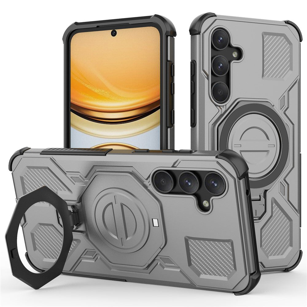 For Samsung Galaxy A55 5G Magnetic Case Rotating Metal Kickstand Shockproof PC + TPU Phone Back Cover