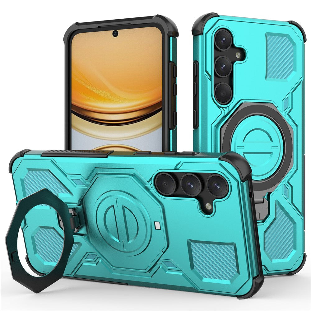 For Samsung Galaxy A55 5G Magnetic Case Rotating Metal Kickstand Shockproof PC + TPU Phone Back Cover