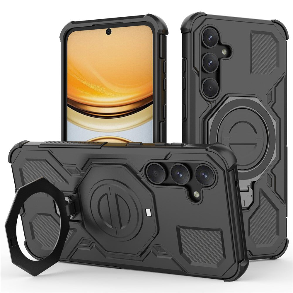 For Samsung Galaxy A55 5G Magnetic Case Rotating Metal Kickstand Shockproof PC + TPU Phone Back Cover