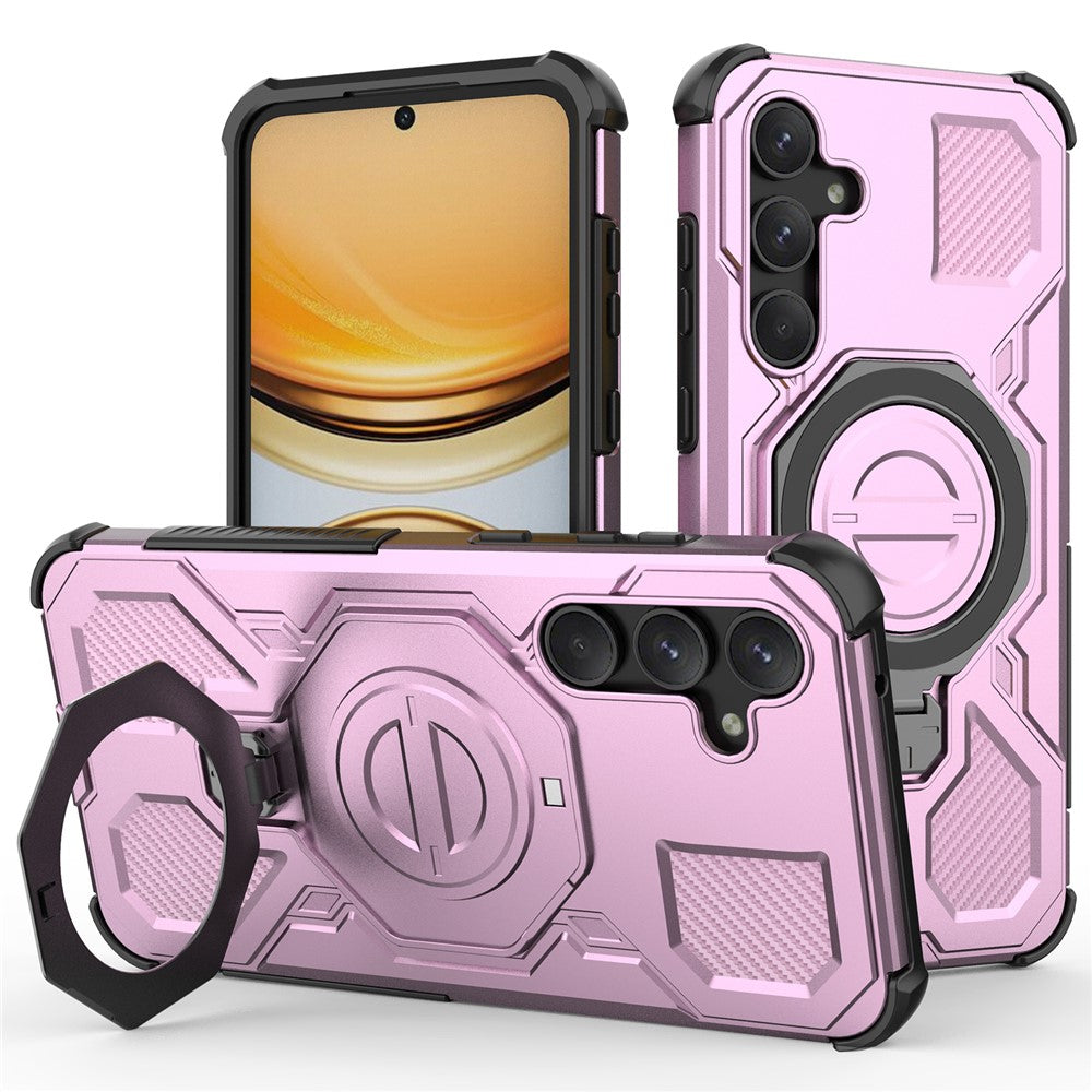For Samsung Galaxy A55 5G Magnetic Case Rotating Metal Kickstand Shockproof PC + TPU Phone Back Cover