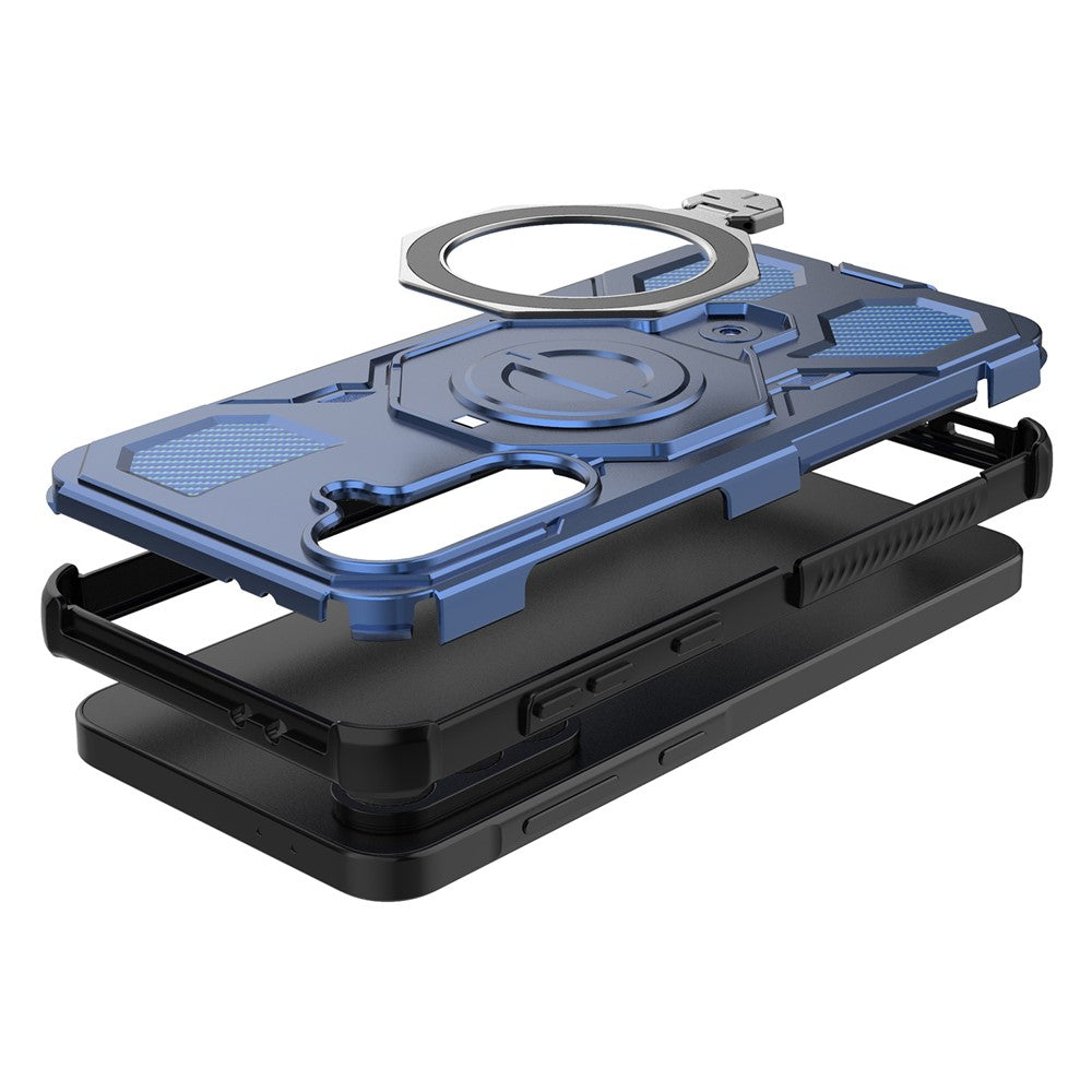 For Samsung Galaxy A56 5G Magnetic Case Rotating Metal Kickstand Shockproof PC + TPU Phone Back Cover