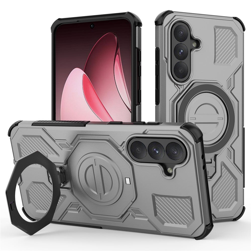 For Samsung Galaxy A56 5G Magnetic Case Rotating Metal Kickstand Shockproof PC + TPU Phone Back Cover