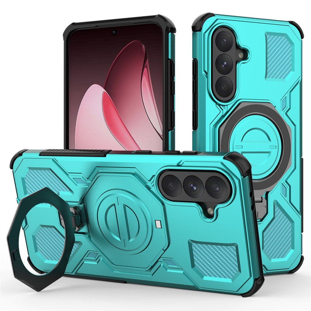 For Samsung Galaxy A56 5G Magnetic Case Rotating Metal Kickstand Shockproof PC + TPU Phone Back Cover