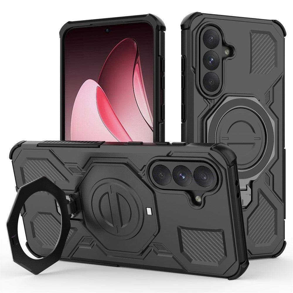 For Samsung Galaxy A56 5G Magnetic Case Rotating Metal Kickstand Shockproof PC + TPU Phone Back Cover