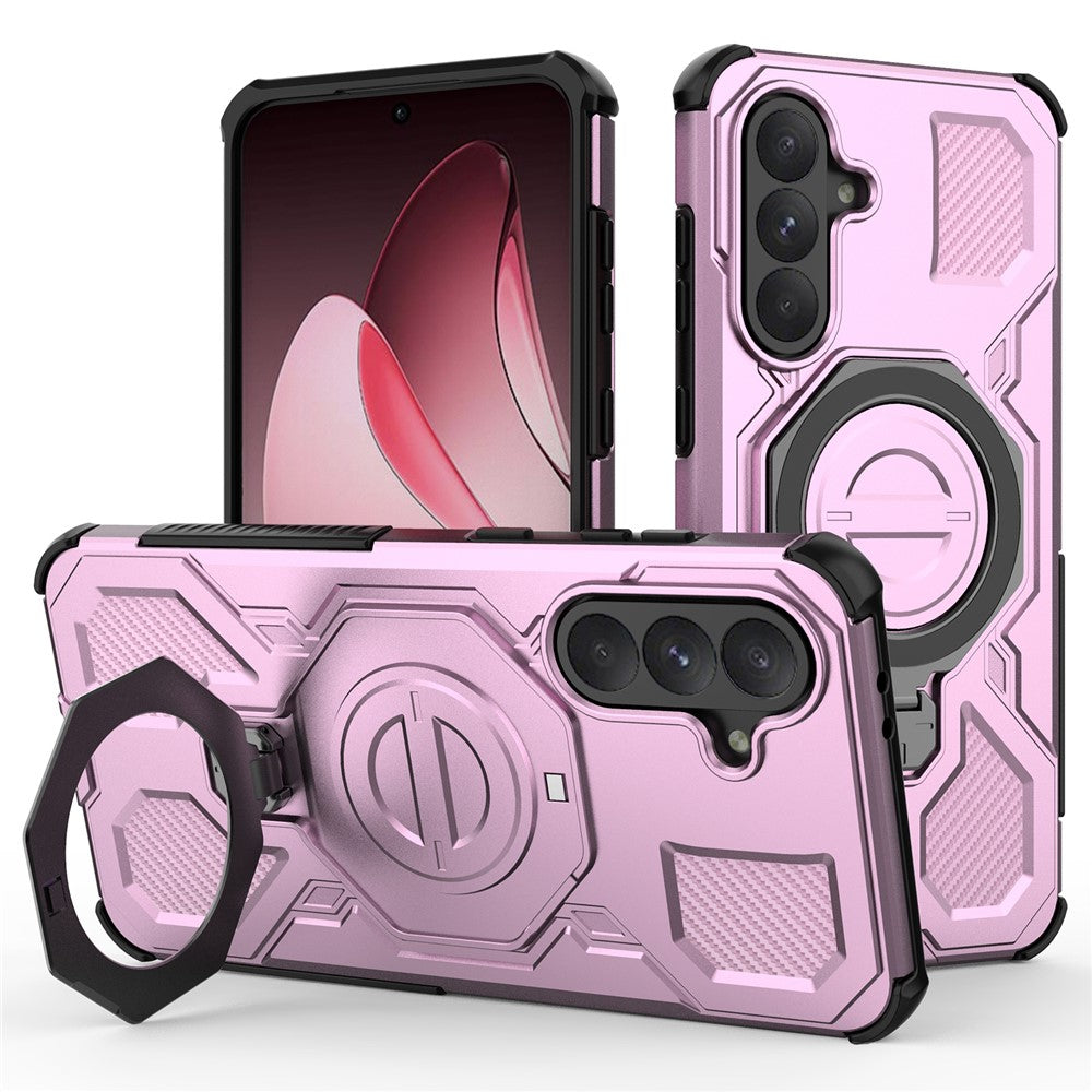 For Samsung Galaxy A56 5G Magnetic Case Rotating Metal Kickstand Shockproof PC + TPU Phone Back Cover