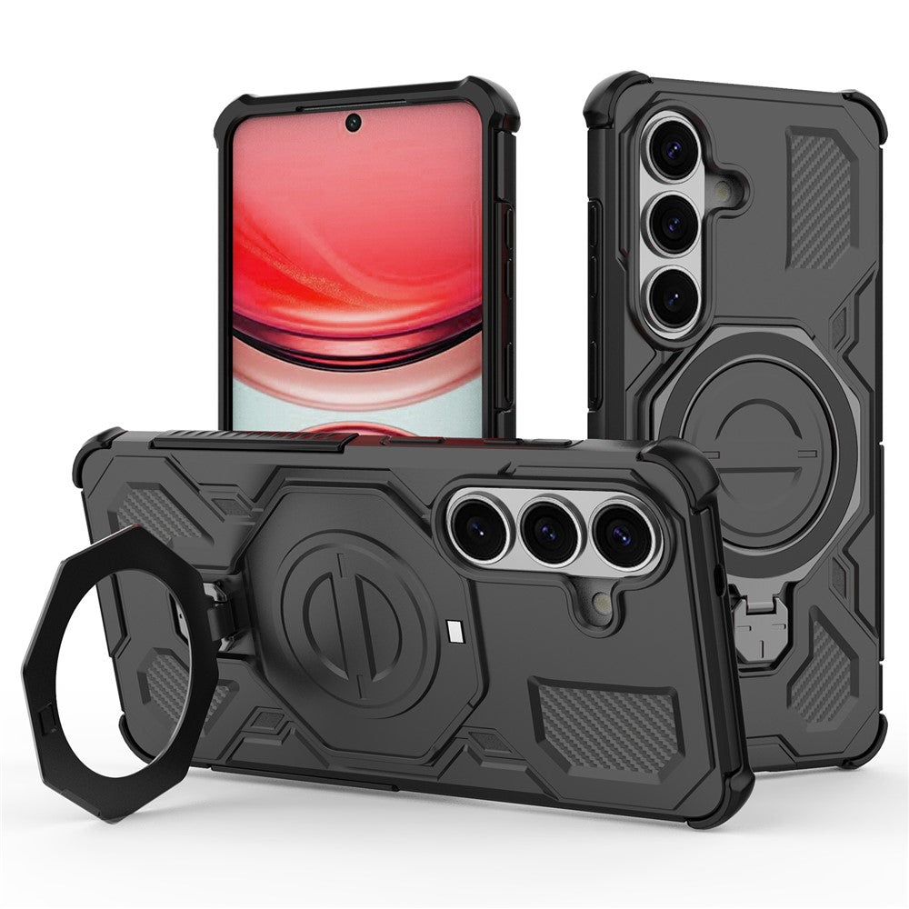 For Samsung Galaxy S26  /  S26 Pro Magnetic Case Rotating Metal Kickstand Shockproof PC + TPU Phone Back Cover