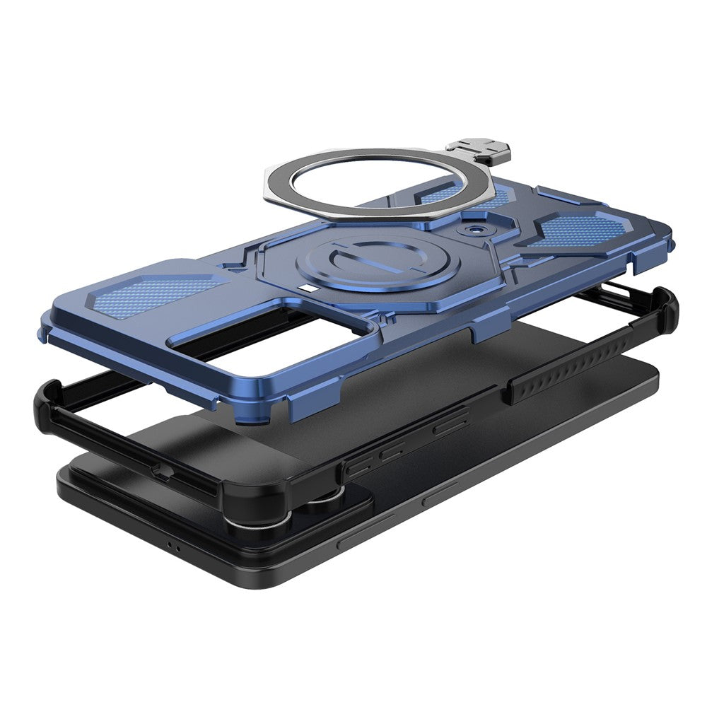 For Samsung Galaxy S26 Edge Magnetic Case Rotating Metal Kickstand Shockproof PC + TPU Phone Back Cover