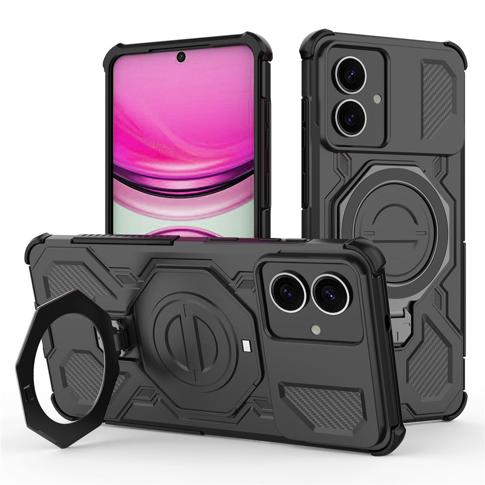For Samsung Galaxy S26 Edge Magnetic Case Rotating Metal Kickstand Shockproof PC + TPU Phone Back Cover