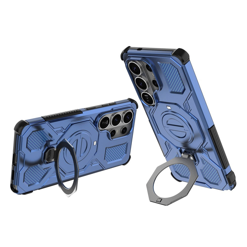 For Samsung Galaxy S26 Ultra Magnetic Case Rotating Metal Kickstand Shockproof PC + TPU Phone Back Cover