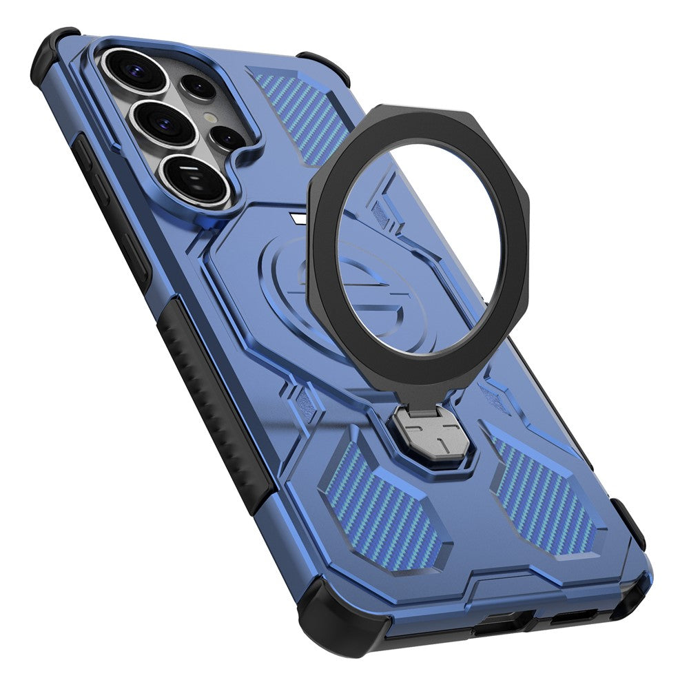 For Samsung Galaxy S26 Ultra Magnetic Case Rotating Metal Kickstand Shockproof PC + TPU Phone Back Cover