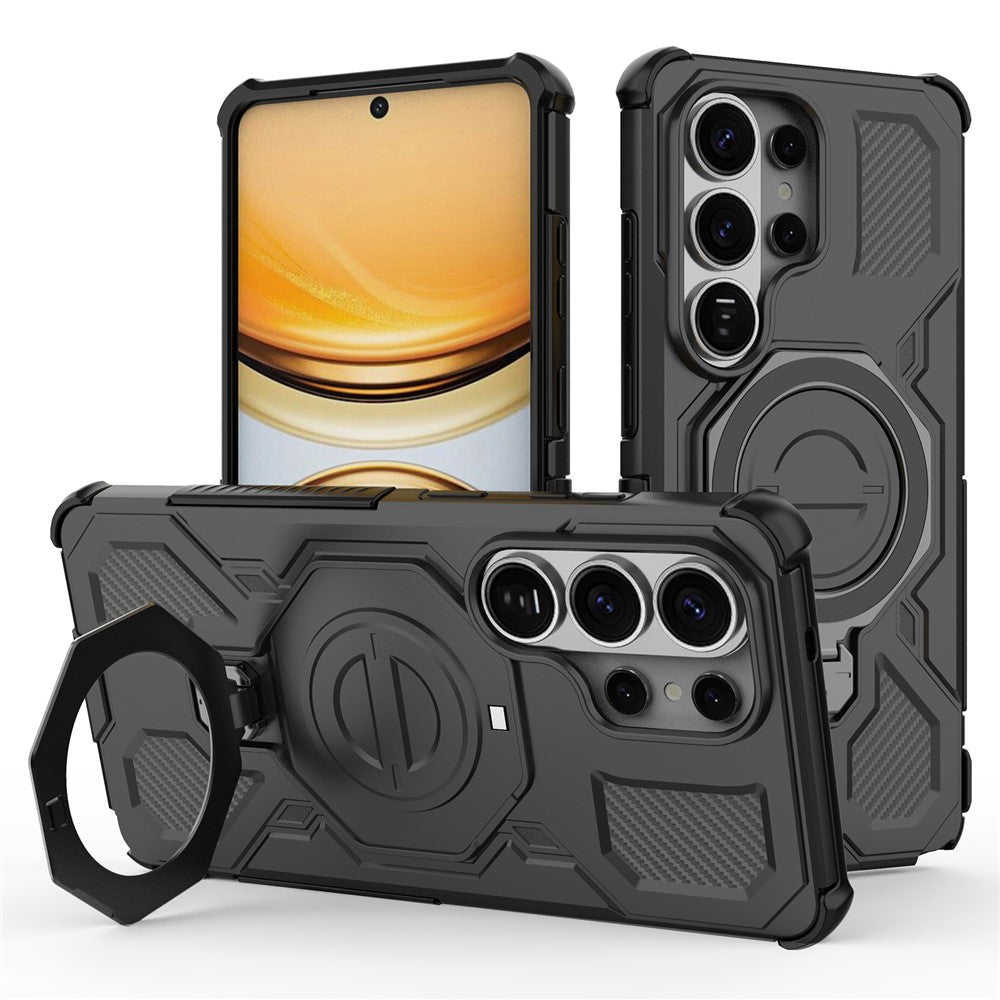 For Samsung Galaxy S26 Ultra Magnetic Case Rotating Metal Kickstand Shockproof PC + TPU Phone Back Cover