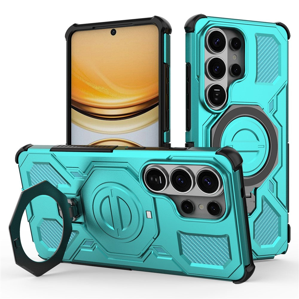 For Samsung Galaxy S26 Ultra Magnetic Case Rotating Metal Kickstand Shockproof PC + TPU Phone Back Cover