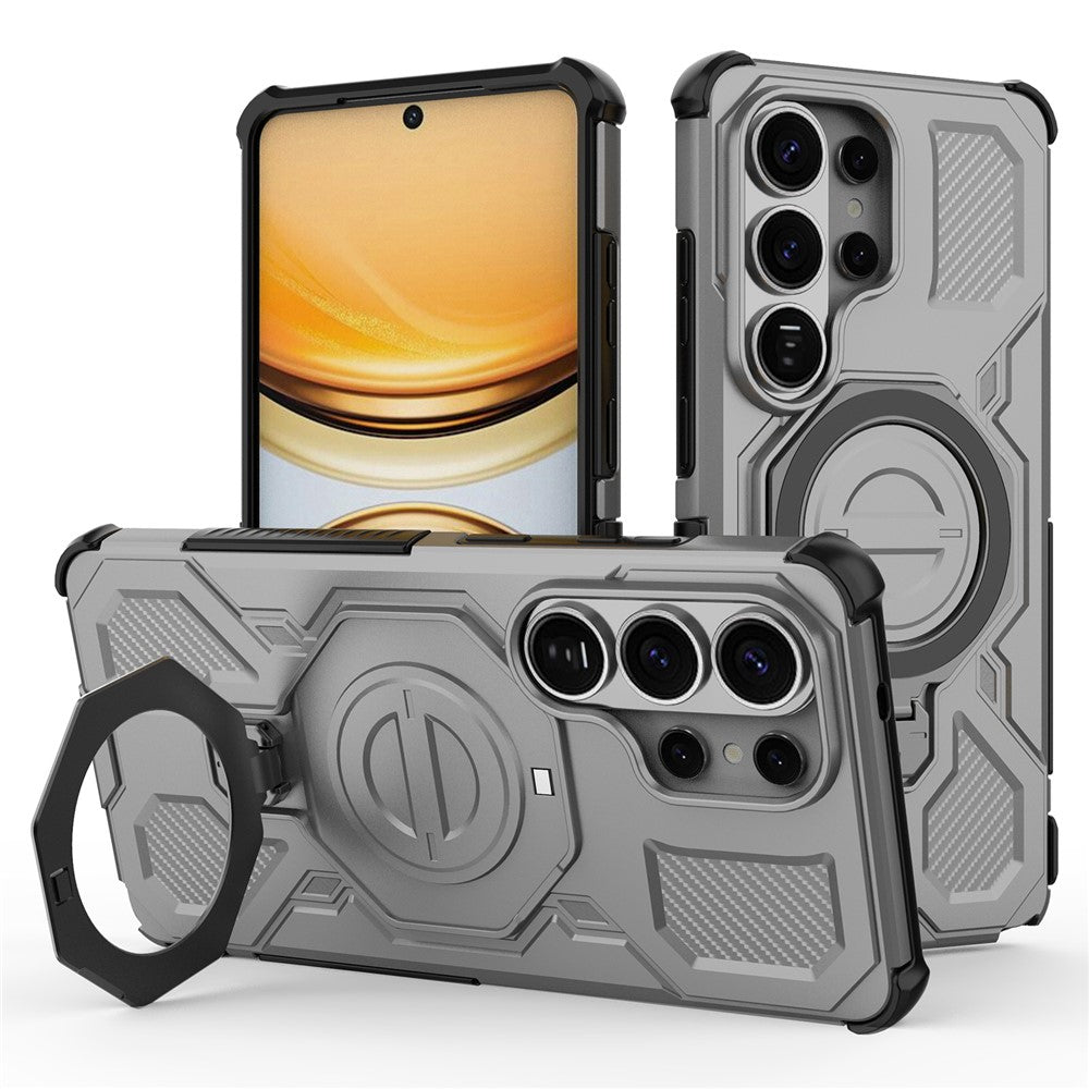 For Samsung Galaxy S26 Ultra Magnetic Case Rotating Metal Kickstand Shockproof PC + TPU Phone Back Cover