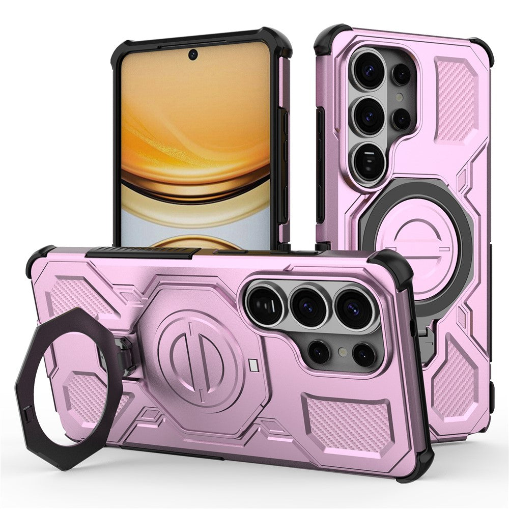 For Samsung Galaxy S26 Ultra Magnetic Case Rotating Metal Kickstand Shockproof PC + TPU Phone Back Cover