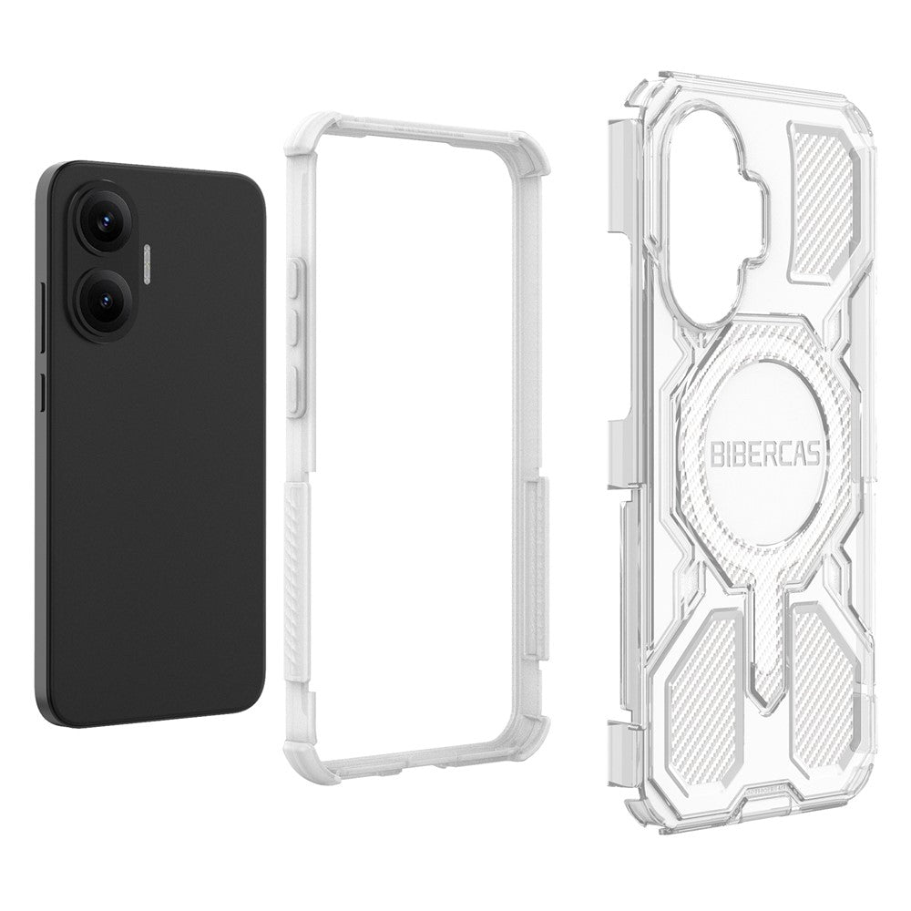 BIBERCAS J-16 Transparent Series For Xiaomi Redmi Turbo 4 Pro 5G  /  Poco F7 5G Case Compatible with MagSafe TPU + PC Phone Cover