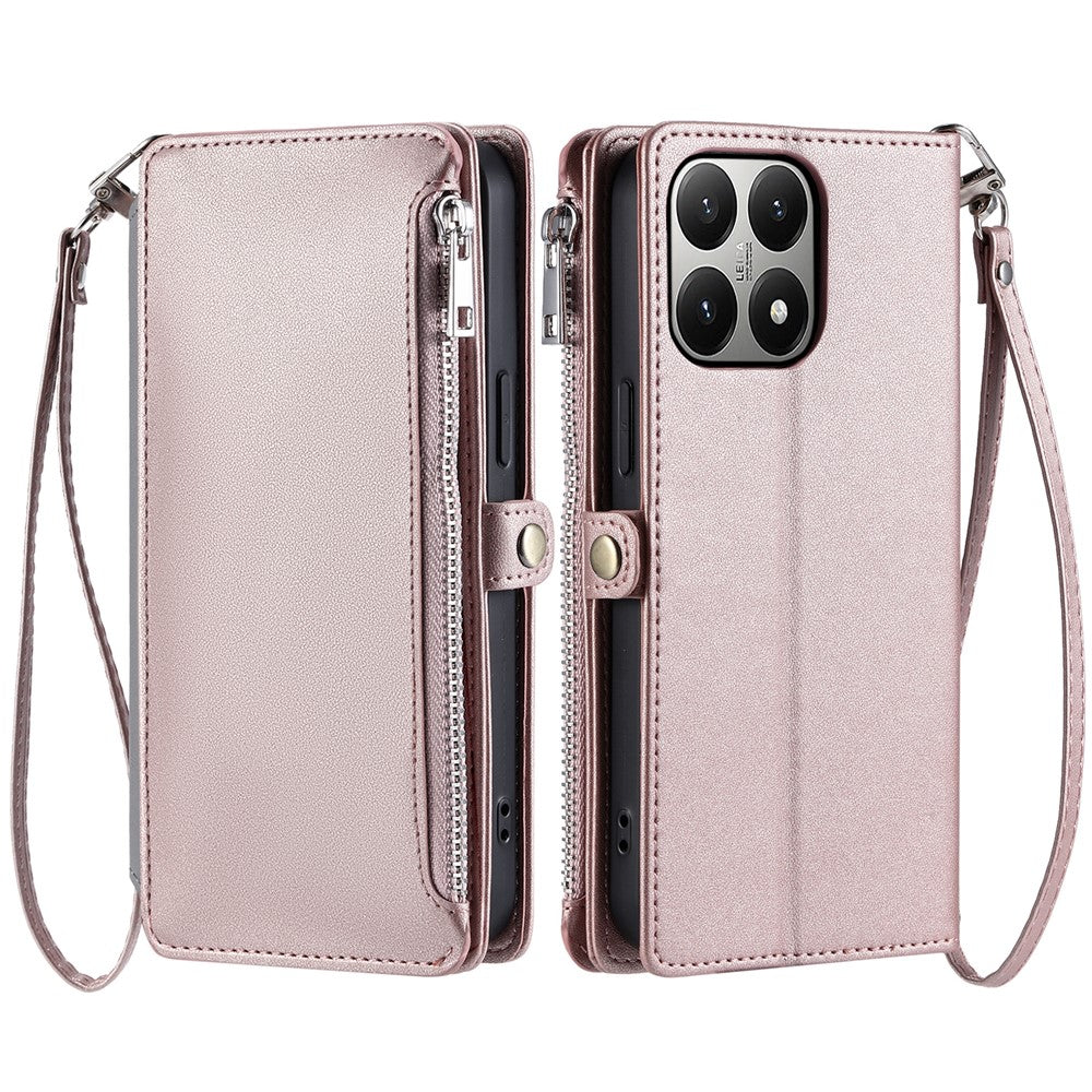 For Xiaomi 15T Case TPU + PU Leather Wallet Phone Cover with Wrist Strap