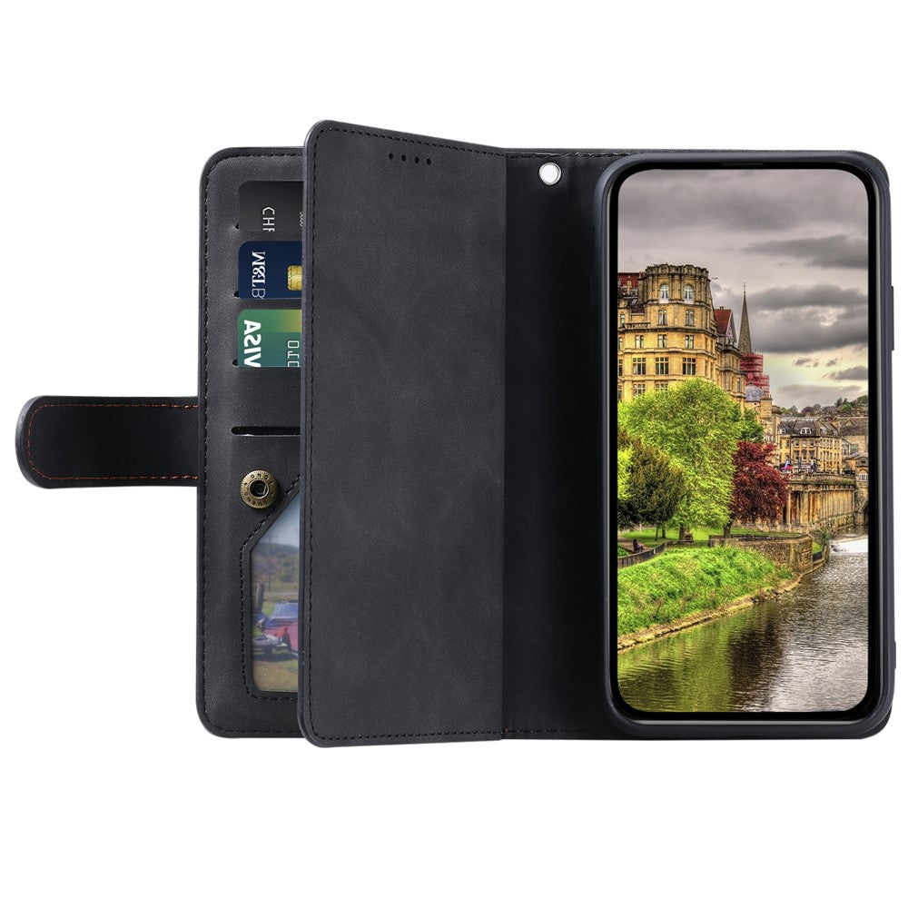 For Xiaomi 15T Case 9 Card Slots Zipper Wallet PU Leather Phone Cover with Wrist Strap