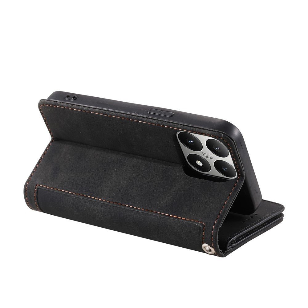 For Xiaomi 15T Case 9 Card Slots Zipper Wallet PU Leather Phone Cover with Wrist Strap