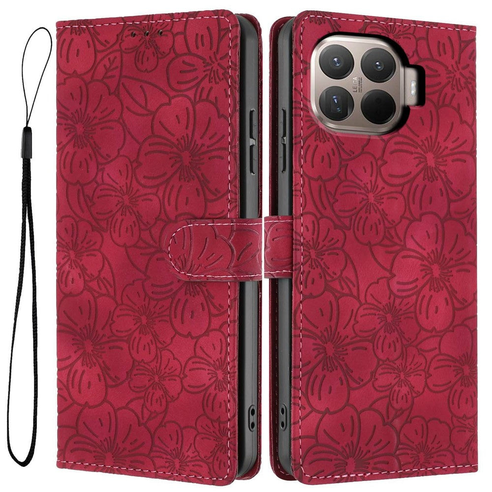 For Xiaomi 15T Pro Flip Case Cherry Blossom Pattern Leather Wallet Stand Phone Cover with Wrist Strap