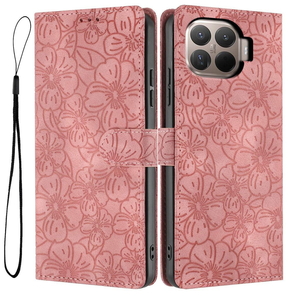For Xiaomi 15T Pro Flip Case Cherry Blossom Pattern Leather Wallet Stand Phone Cover with Wrist Strap