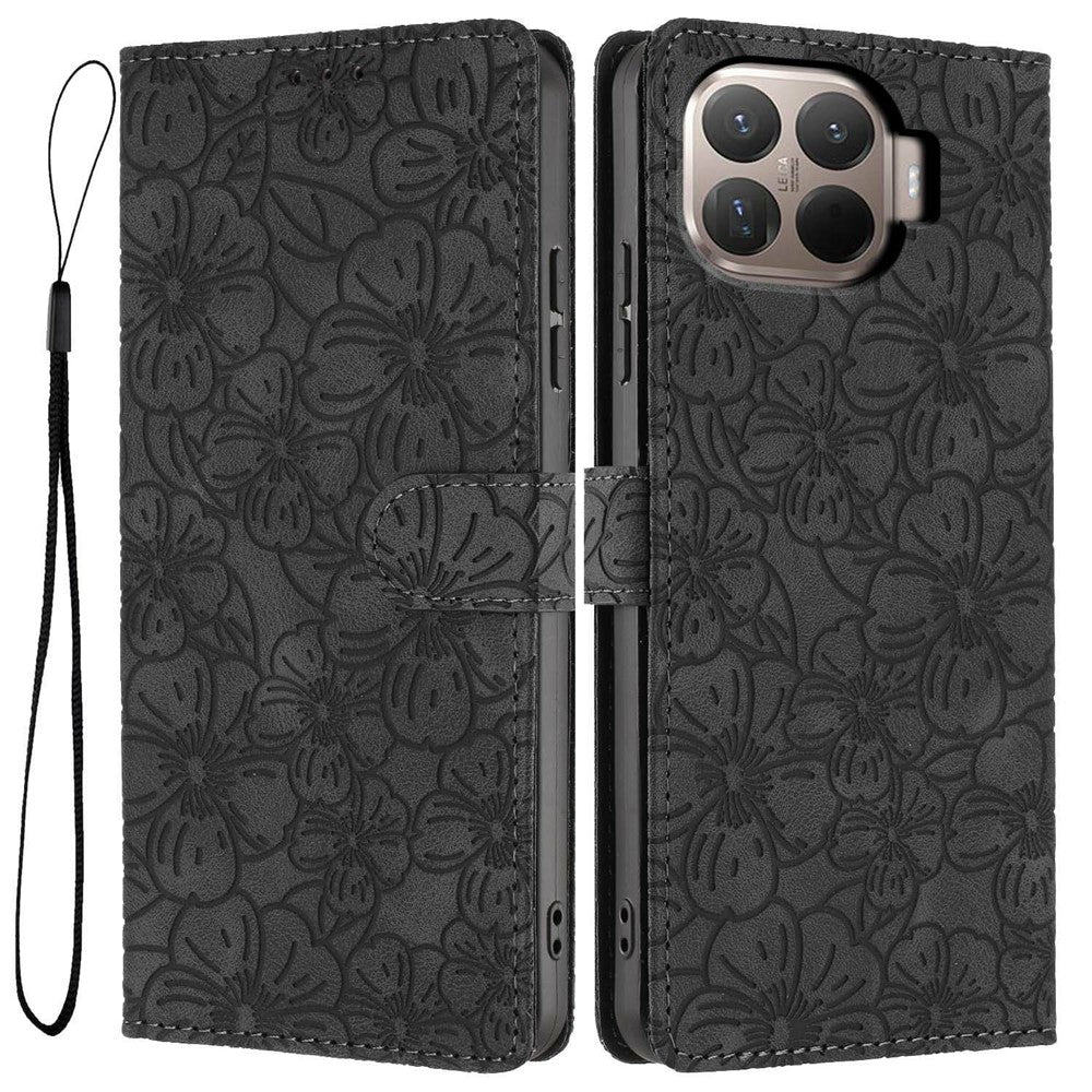 For Xiaomi 15T Pro Flip Case Cherry Blossom Pattern Leather Wallet Stand Phone Cover with Wrist Strap