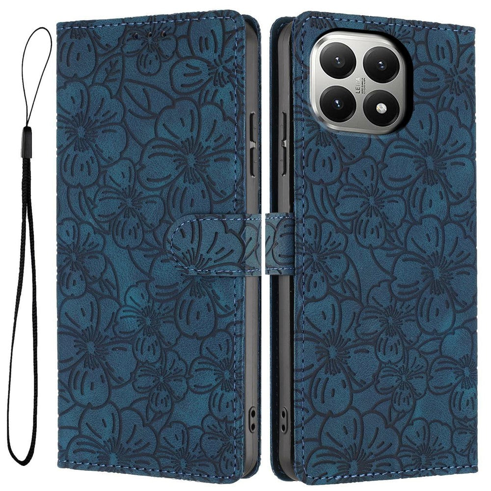 For Xiaomi 15T Flip Case Cherry Blossom Pattern Leather Wallet Stand Phone Cover with Wrist Strap