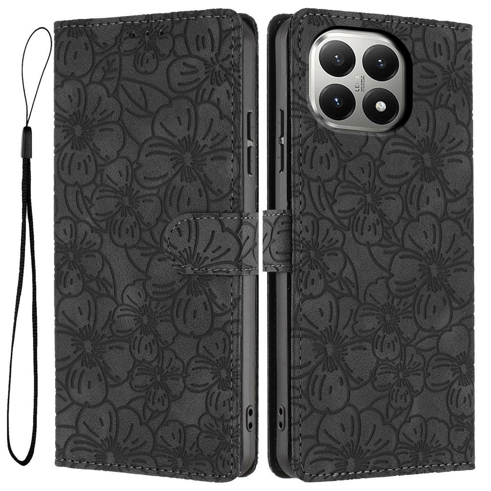 For Xiaomi 15T Flip Case Cherry Blossom Pattern Leather Wallet Stand Phone Cover with Wrist Strap