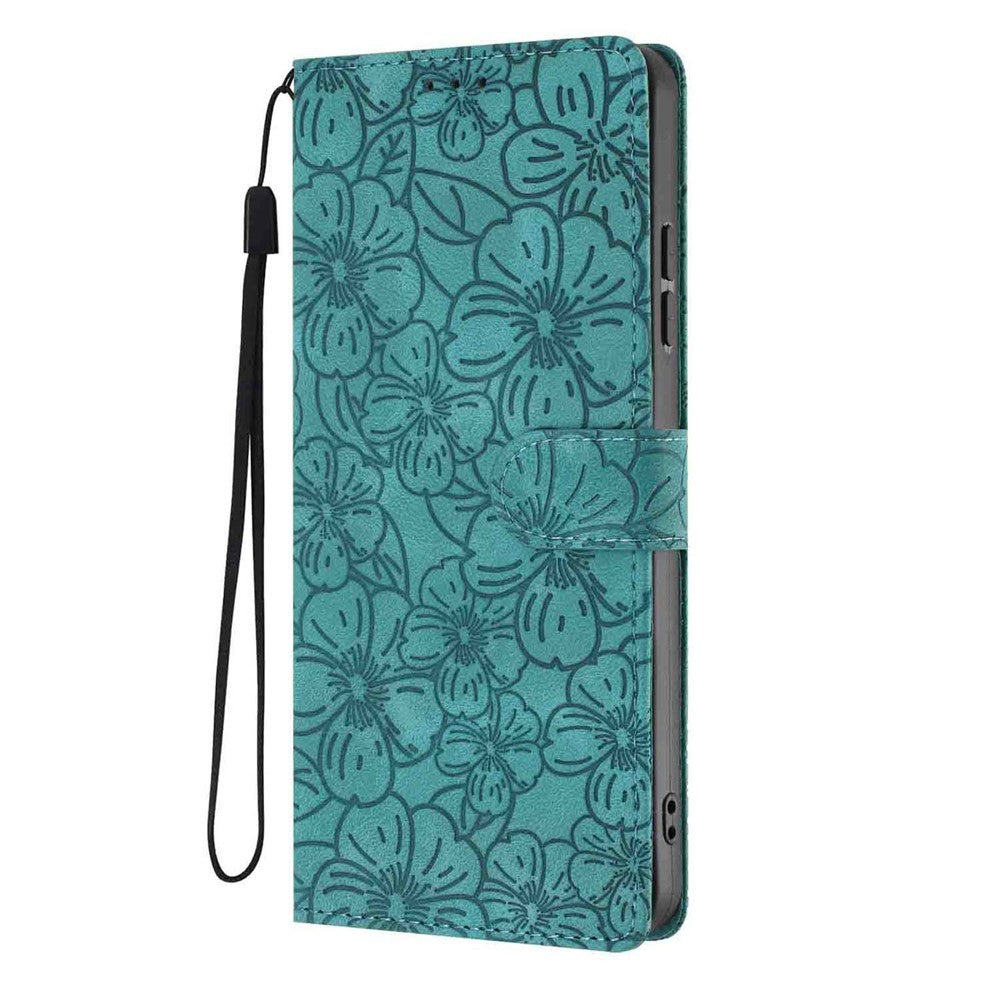 For Xiaomi 14T Pro Flip Case Cherry Blossom Pattern Leather Wallet Stand Phone Cover with Wrist Strap
