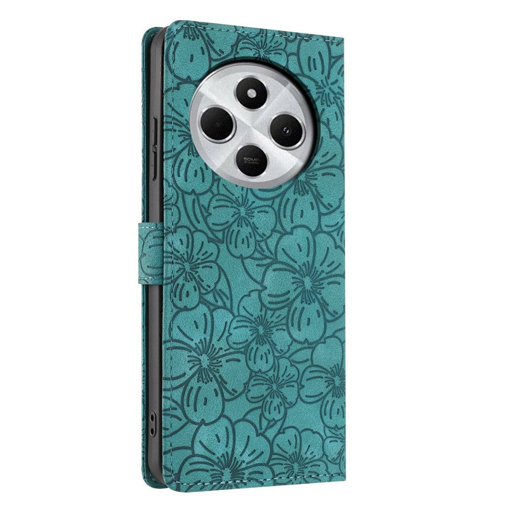 Flip Case For Xiaomi Redmi 14R 5G  /  14C 4G  /  Poco C75 4G Leather Phone Cover Cherry Blossom Pattern Wallet Stand with Wrist Strap