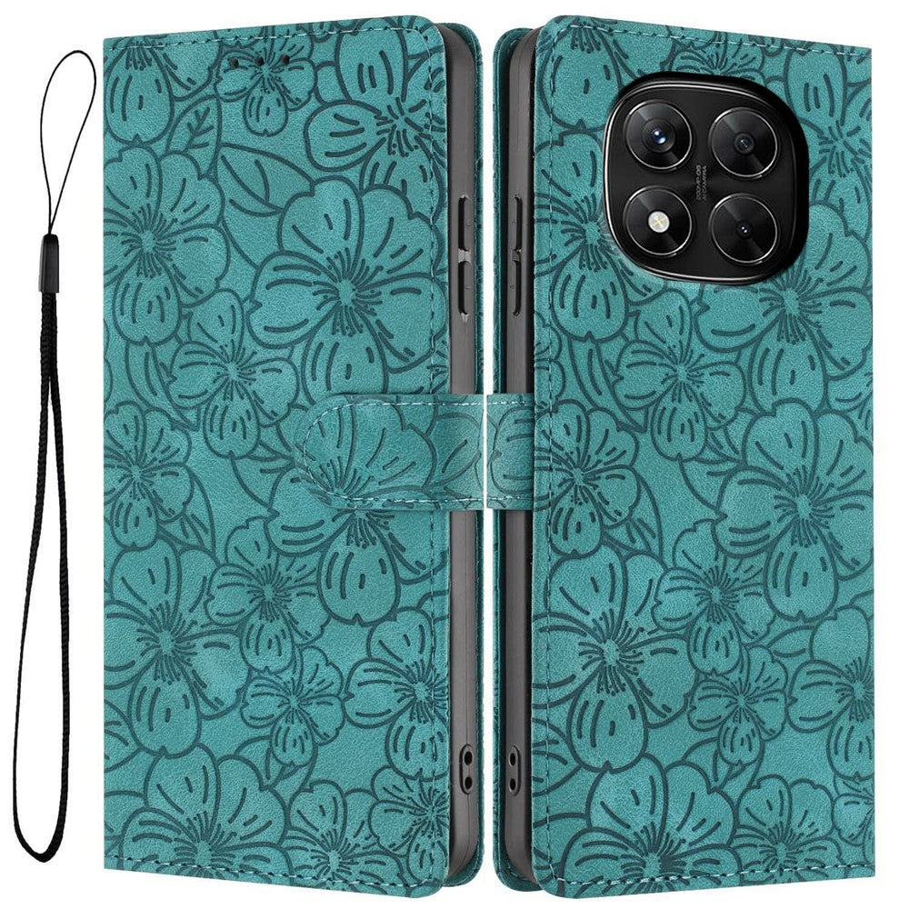 Flip Case For Xiaomi Redmi Note 14 Pro+ 5G  /  Note 14 Pro 5G Leather Phone Cover Cherry Blossom Pattern Wallet Stand with Wrist Strap