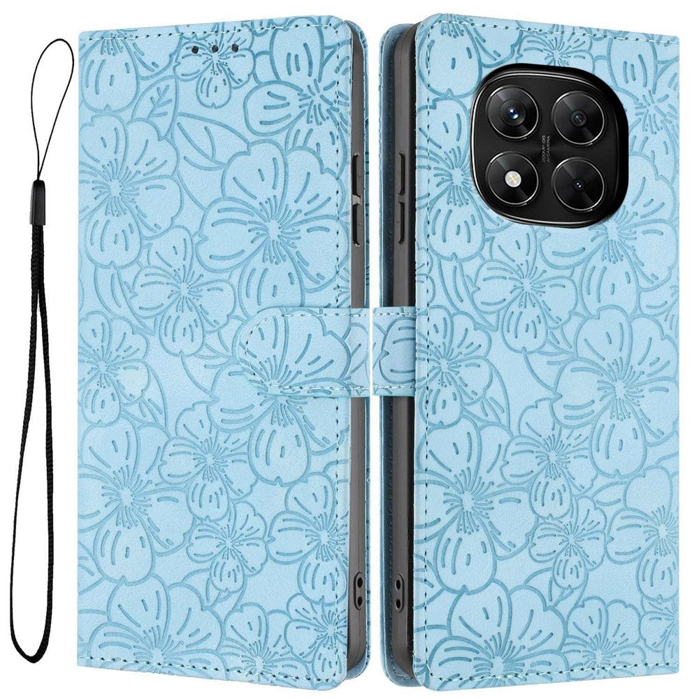 Flip Case For Xiaomi Redmi Note 14 Pro+ 5G  /  Note 14 Pro 5G Leather Phone Cover Cherry Blossom Pattern Wallet Stand with Wrist Strap