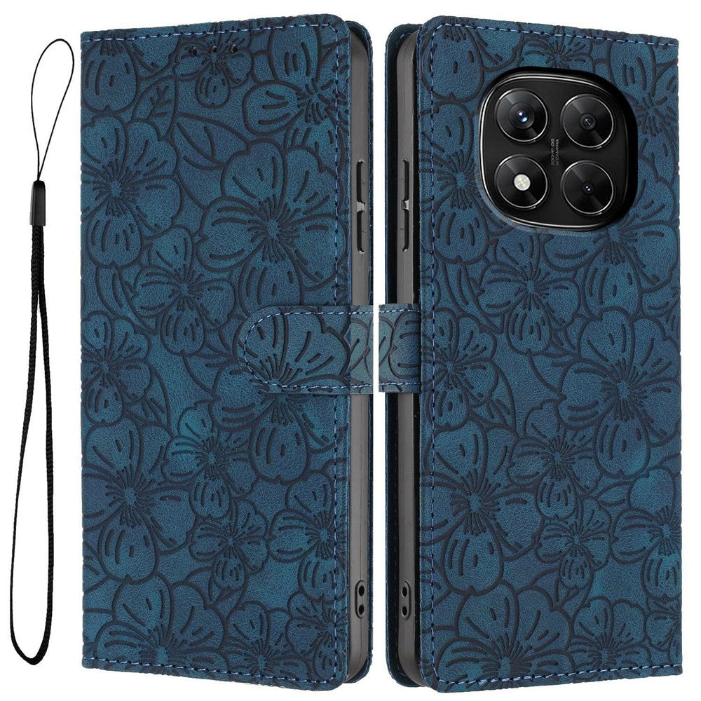 Flip Case For Xiaomi Redmi Note 14 Pro+ 5G  /  Note 14 Pro 5G Leather Phone Cover Cherry Blossom Pattern Wallet Stand with Wrist Strap