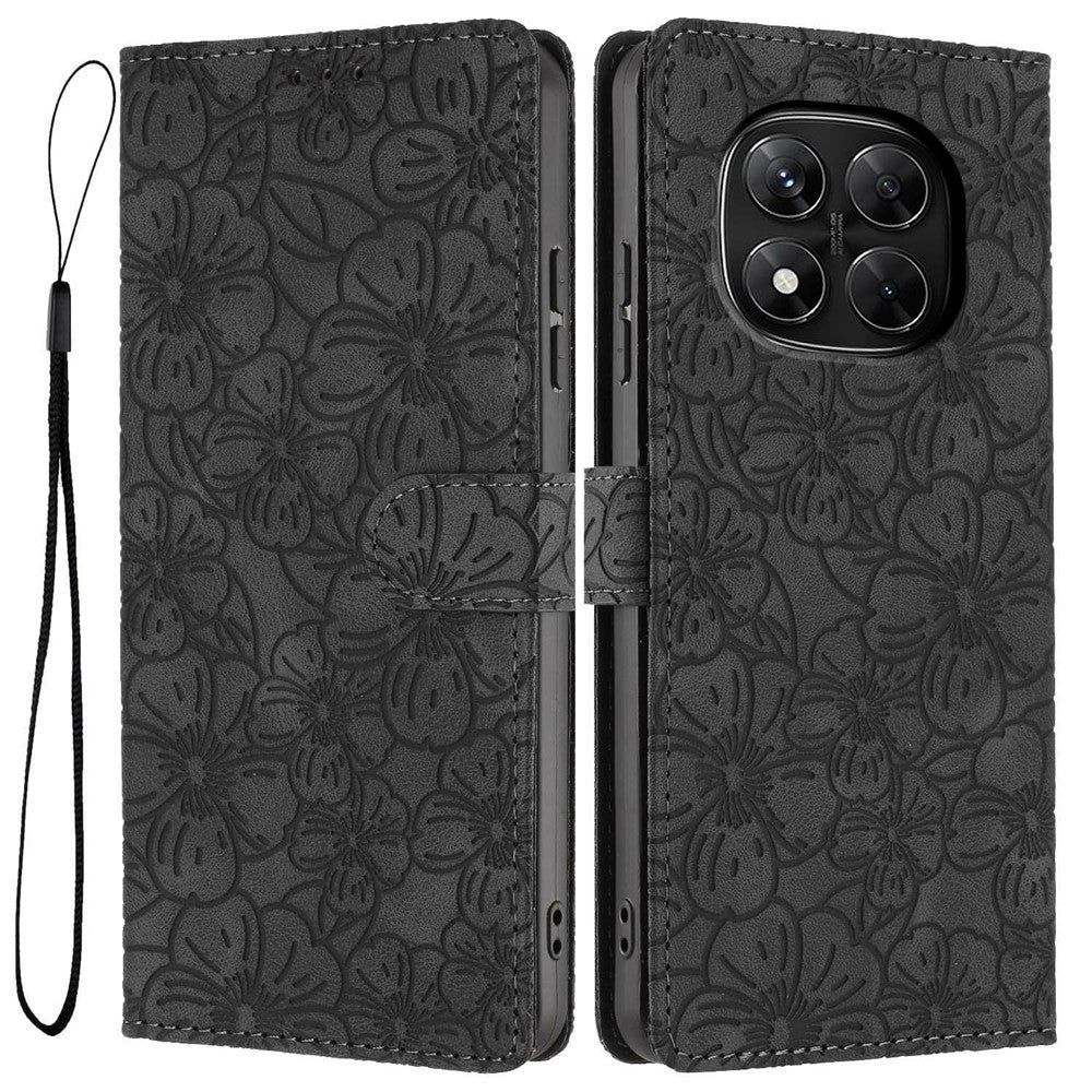 Flip Case For Xiaomi Redmi Note 14 Pro+ 5G  /  Note 14 Pro 5G Leather Phone Cover Cherry Blossom Pattern Wallet Stand with Wrist Strap