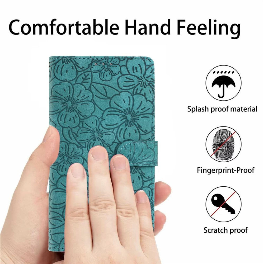 Flip Case For Xiaomi Redmi A5 4G (171.7mm)  /  Poco C71 4G Leather Phone Cover Cherry Blossom Pattern Wallet Stand with Wrist Strap