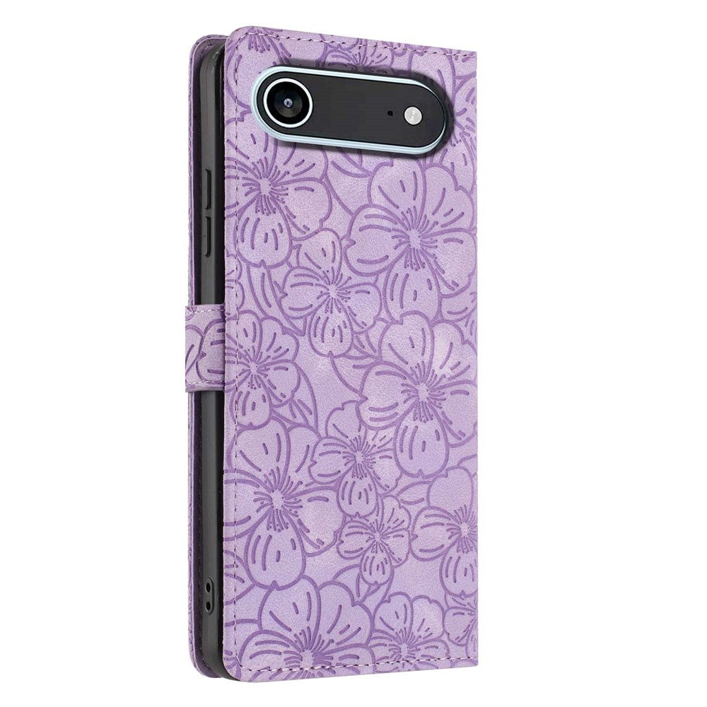 For iPhone Air Flip Case Cherry Blossom Pattern Leather Wallet Stand Phone Cover with Wrist Strap