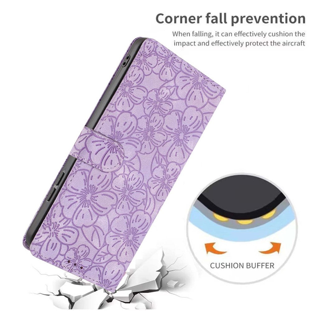 For iPhone Air Flip Case Cherry Blossom Pattern Leather Wallet Stand Phone Cover with Wrist Strap