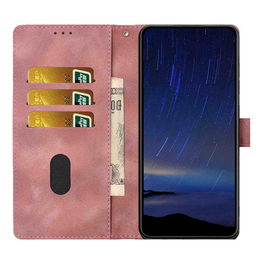 For iPhone 16 Pro Max Flip Case Cherry Blossom Pattern Leather Wallet Stand Phone Cover with Wrist Strap