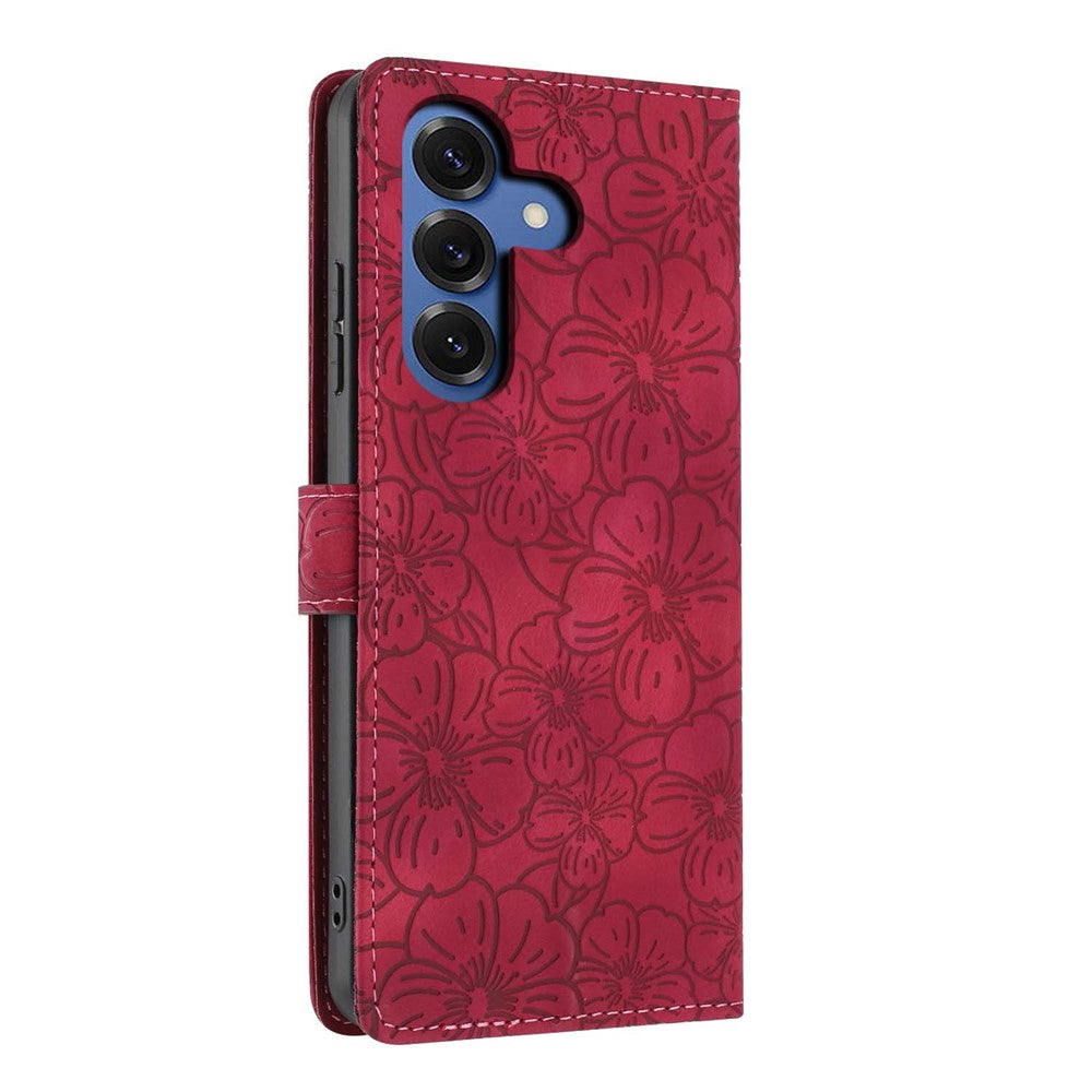 For Samsung Galaxy S26 Pro  /  S26 Flip Case Cherry Blossom Pattern Leather Wallet Stand Phone Cover with Wrist Strap