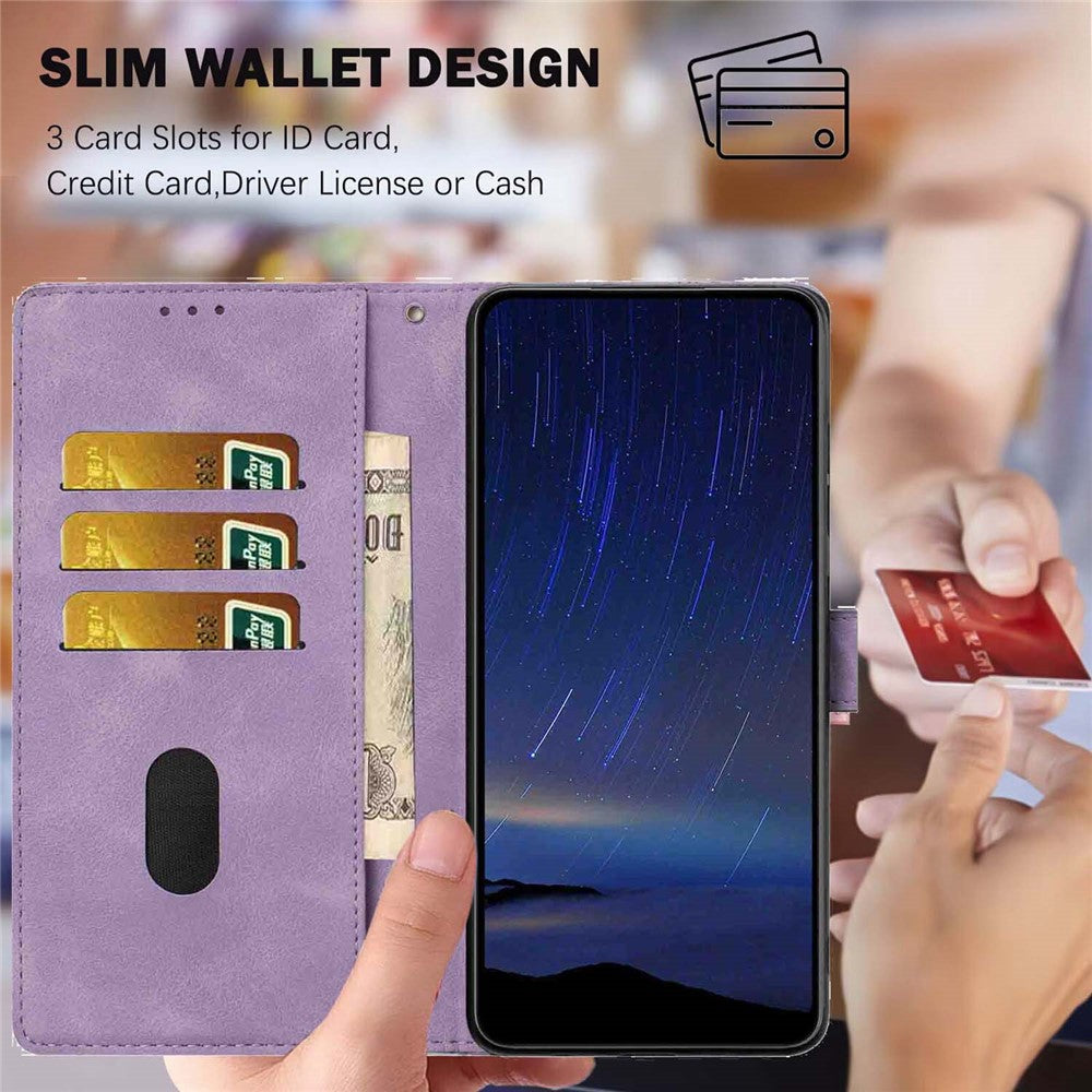 For Samsung Galaxy S24+ Flip Case Cherry Blossom Pattern Leather Wallet Stand Phone Cover with Wrist Strap